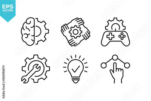 Set of line icons Workshop. Outline icons collection stock illustration