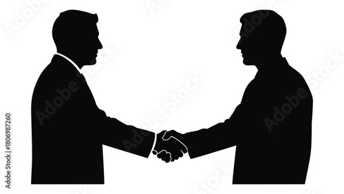Business handshake silhouette isolated on white background, Vector