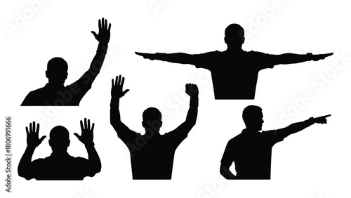 Human gesture silhouettes collection isolated on white background, Vector
