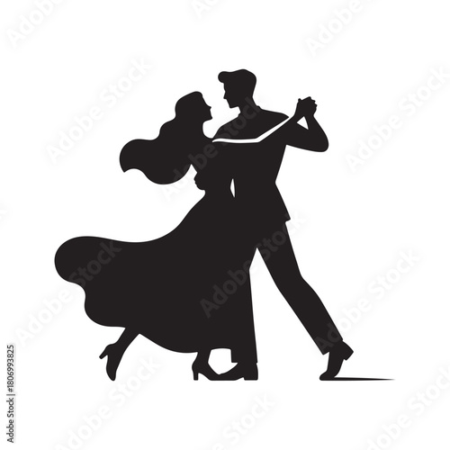 Silhouette of a couple dancing under the moonlight
