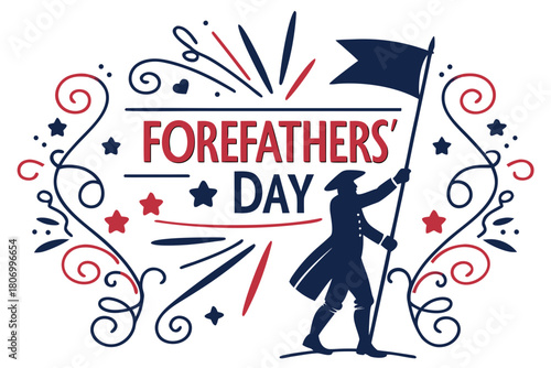 FOREFATHERS' DAY vector illustration isolated on white background