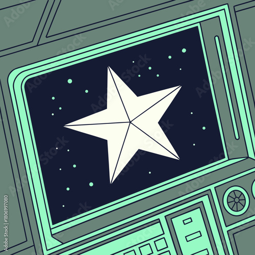 Star Display on a Futuristic Screen with Control Panel technology