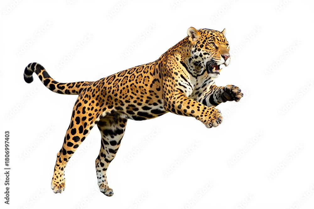 Naklejka premium Fierce Jaguar Leaping - Wildlife Portrait