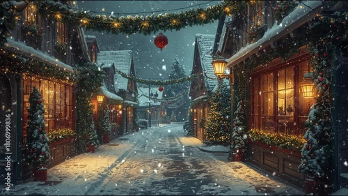 Cinematic Christmas and New Year Winter Scene