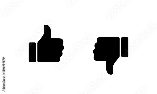 Thumbs up and down icon. Like and dislike gesture symbol. Positive and negative feedback sign