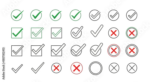 Check Marks and Cross Marks A Collection of Approved and Rejected Symbols in Various Styles