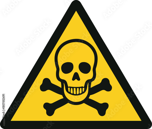 High-Risk Toxicity Warning .Skull and Crossbones Safety Sign
