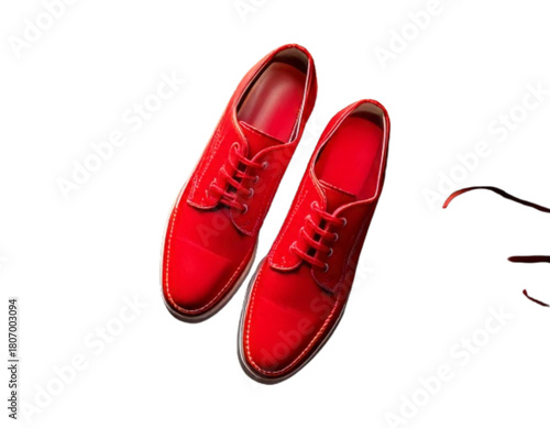 Stylish Red Shoes on Rustic Wooden Surface