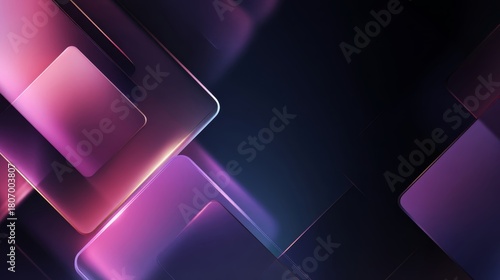 Abstract digital artwork showing glowing purple geometric shapes on a dark background for futuristic fintech design concepts.