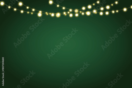 Christmas green gradient background with chain light effect