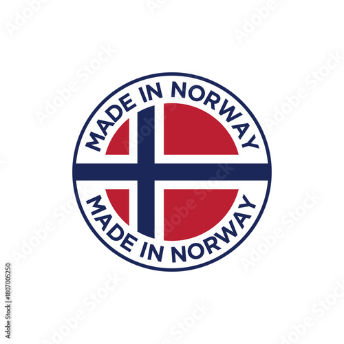 made in norway stamp circle logo vector design with norwegian flag 