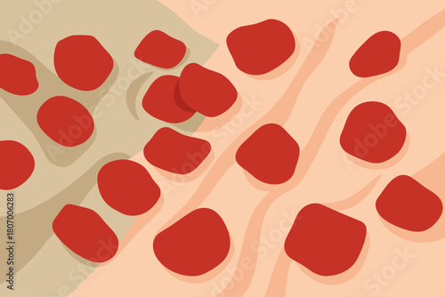 Abstract Red Blobs Pattern Background Organic Shapes Microscopic Cells Artistic Texture