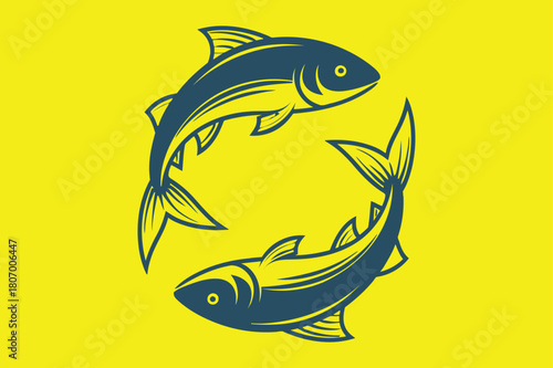 Illustration of elegant fish logo design isolated on for seafood company
