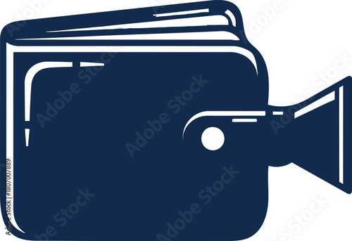 Illustration of cinema wallet logo design featuring a wallet and a camera