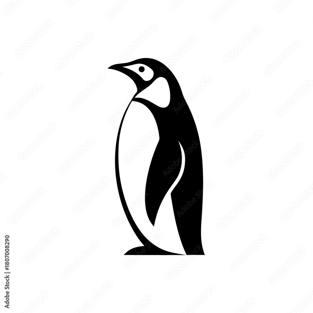 Naklejka premium Stylized penguin standing upright on transparent background silhouette