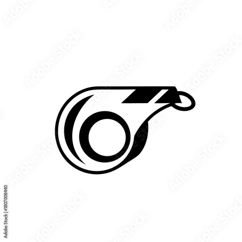 Illustration of a simple black whistle on transparent background silhouette