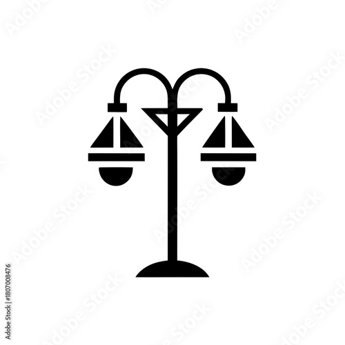 Illustration of a double lamp post on transparent background silhouette