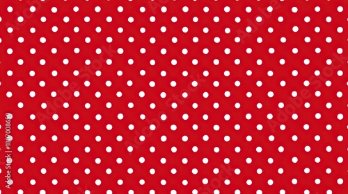 Red polka dot seamless pattern with white dots repeating geometric background for festive design