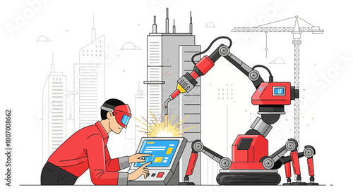 Innovative construction using robotic welding technology and skilled operator supervision for