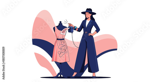 Innovative fashion designer using advanced technology to create bespoke garment design