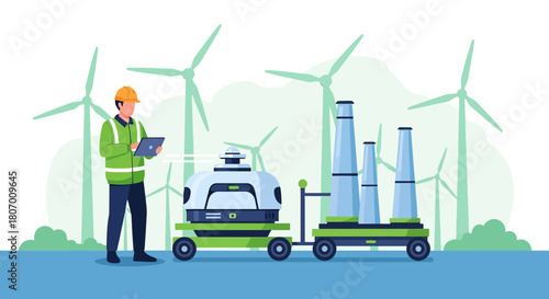 Innovative robotic assistant integrating renewable energy sources with industrial automation