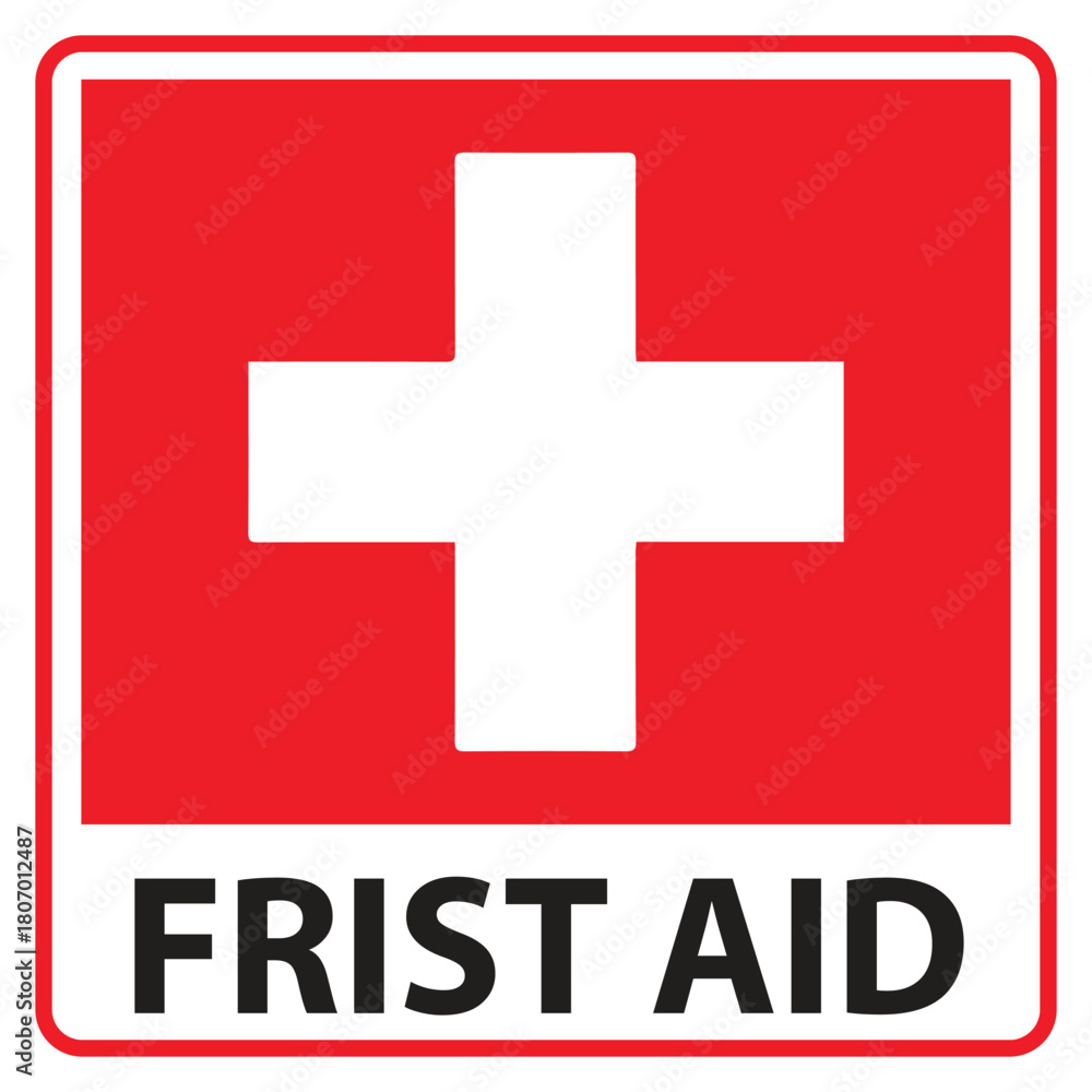Obraz premium First Aid Label Sign on white background Victor Illustration