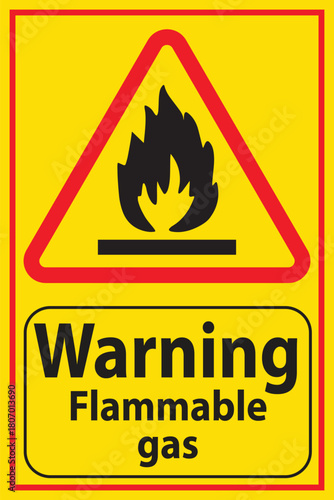 Warning Flammable Gas Safety Sign Victor Illustration