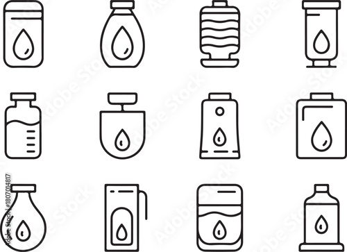 Water purifier of home essential line art icon set. Flat black color editable line vector illustration