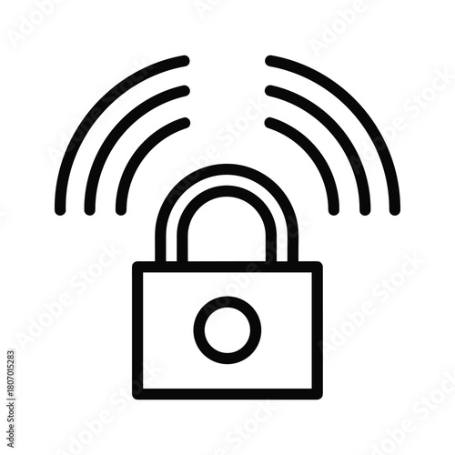Wireless security padlock icon isolated on