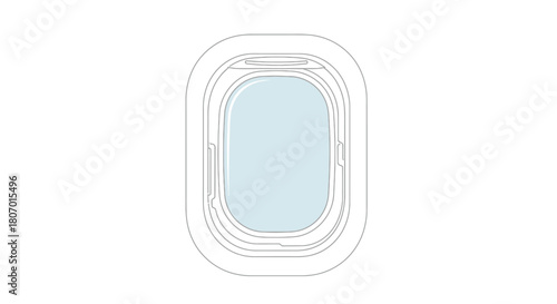 Aviation perspective through the airplane window showcasing air travel experience on white
