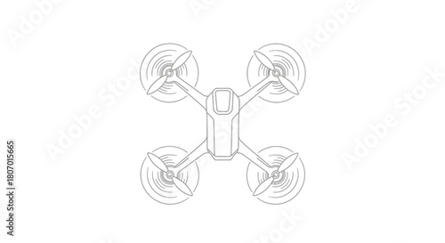 Clean Drone Outline Illustration on a White Background for Technical Concepts