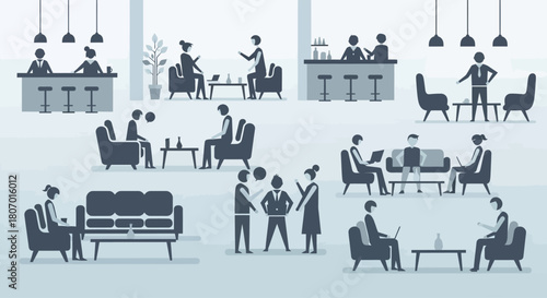 Diverse collaborative workspace featuring minimalist design and fluid interactions