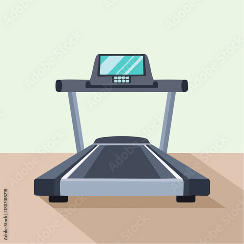 Front view of a modern treadmill for cardio exercise in a gym setting.