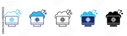 Cloud computing icon pack in multiple styles