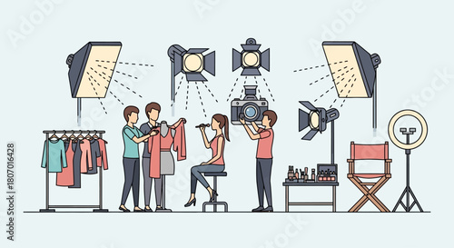 Fashion photoshoot illustration showcasing collaborative work and creative process for studio