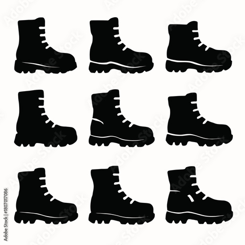 Silhouette collection of hiking boots in various styles