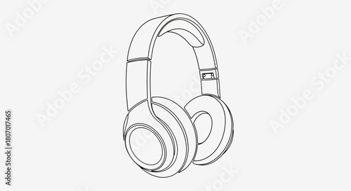 Minimalist line drawing of wireless headphones for music and audio entertainment