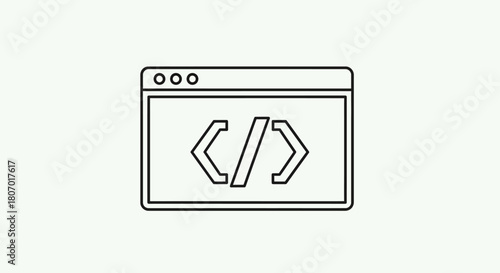 Minimalist web browser interface icon symbolizing programming and development tasks portrayed in