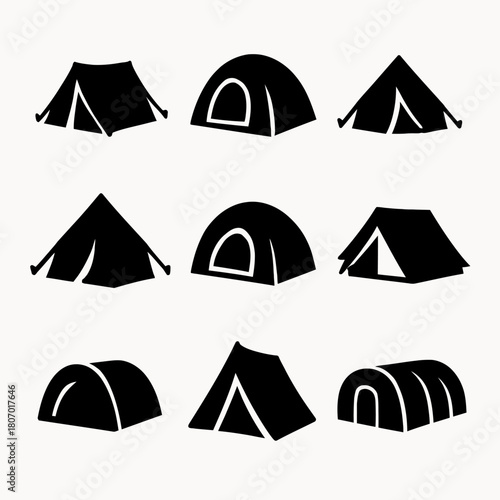 Variety of tent silhouettes for outdoor camping enthusiasts