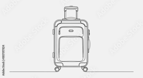 Monochrome minimalistic drawing suitcase with outline travel vector concept