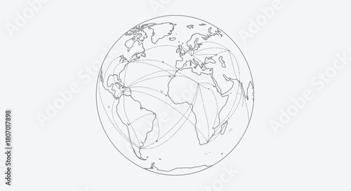 Networked world connecting continents via digital infrastructure for global data transfer,