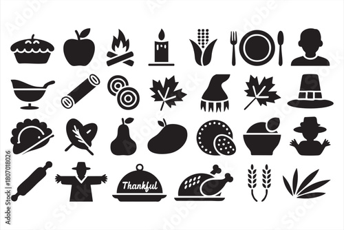 Harvest feast icons designed for web dashboards, seasonal landing pages and app menus