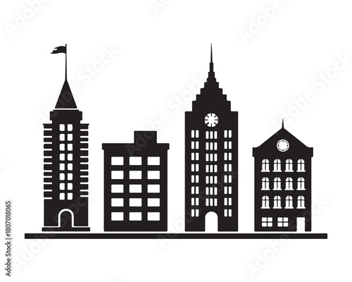 Downtown City Silhouette Illustration