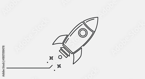 Stylized outline of a rocket taking off for startup business or success concept