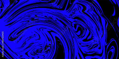 Blue wavy lines abstract background. Trendy psychedelic retro style backdrop. Waves, swirl and twirl pattern. Twisted distorted vector texture. Y2k aesthetic design. eps 10