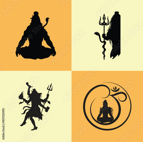 Adiyogi Shiva in Meditation: The Supreme Ascetic and Transformer (Hindi word: Har Har Mahadev & Om Namh Shivay)