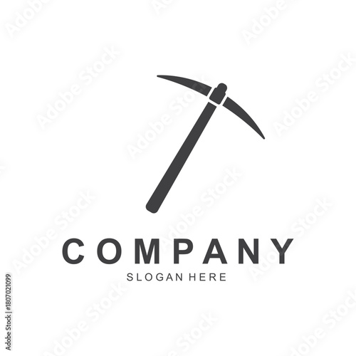 Shovel and pickaxe logo for agriculture, excavation, mining, gardening vector
