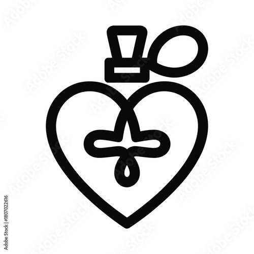 Heart shaped perfume bottle with a drop icon