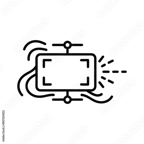 Drone camera icon with focus frame and signal waves