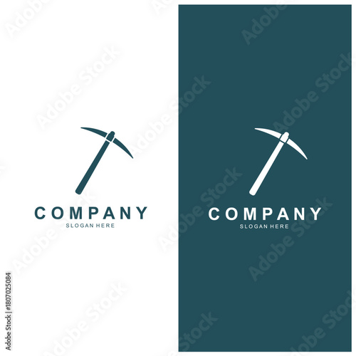 Shovel and pickaxe logo for agriculture, excavation, mining, gardening vector